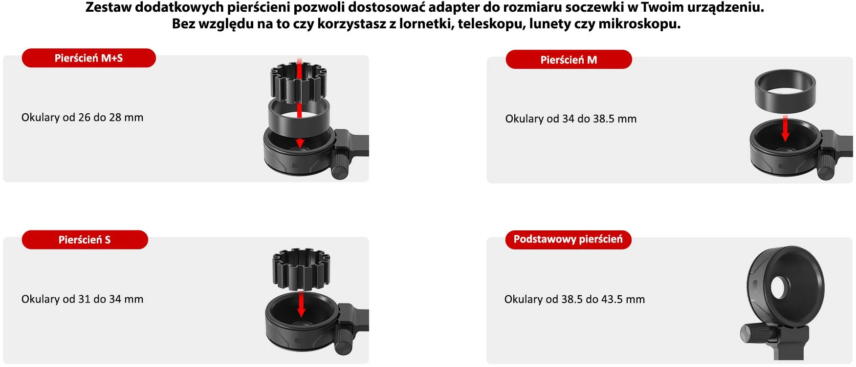 Adapter Redleaf SOM-2 do montażu smartfonów na lunetach, teleskopach i mikroskopach