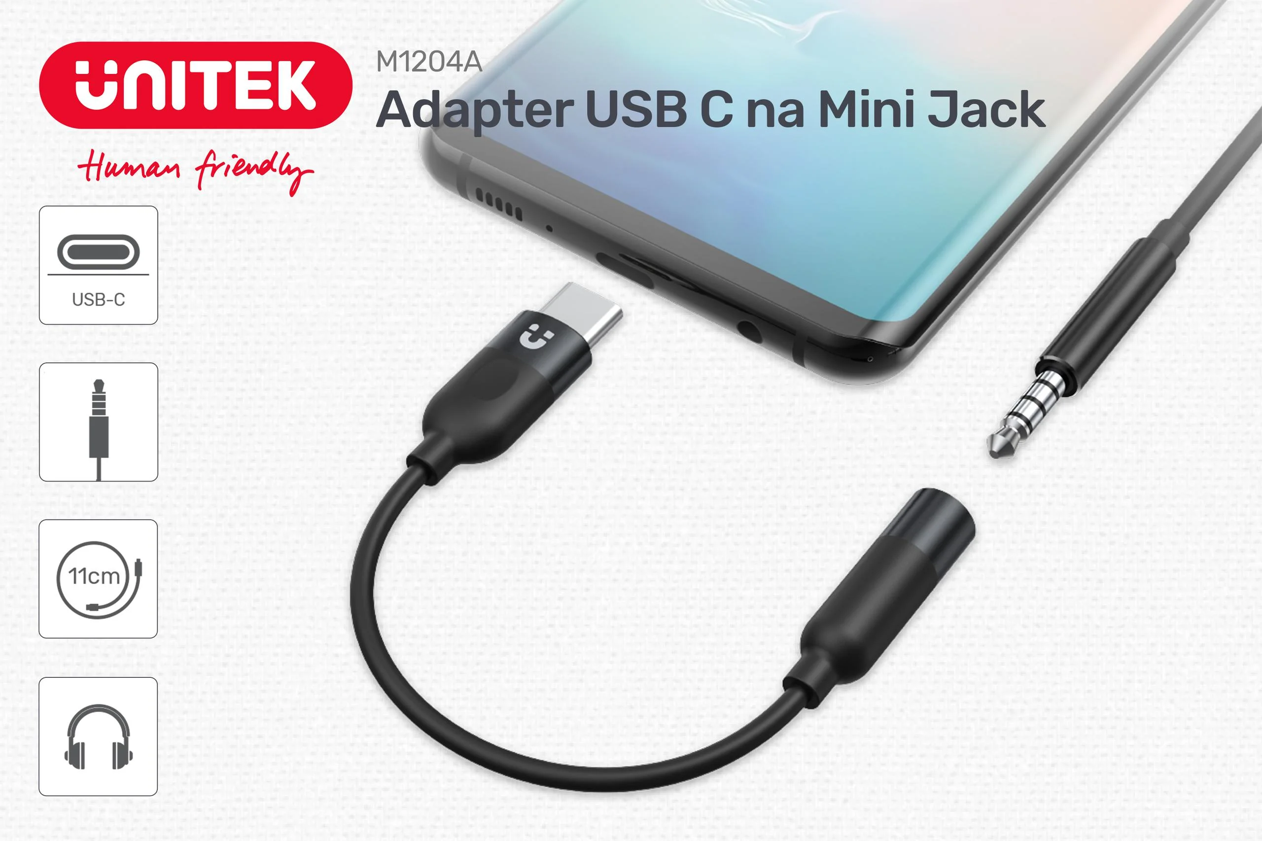 Adapter Unitek M1204A USB-C - jack 3.5mm (F)