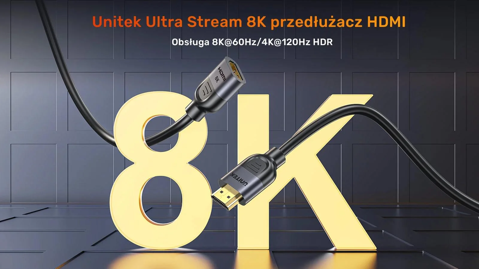 Adapter Unitek przedłużacz HDMI (M) - HDMI (F) 2.1, 8K 0,5m