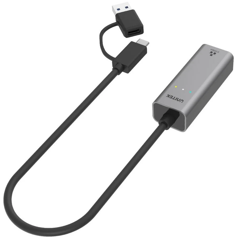 Unitek U1313C adapter USB-A/C na RJ45 2.5 G Ethernet - estetyczny i nowoczesny design