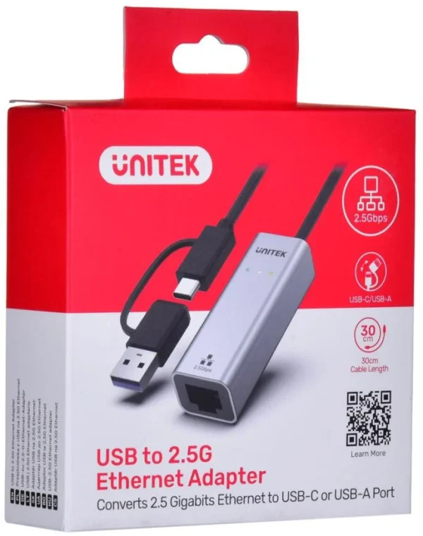 adapter unitek u1313c usb ac na rj45 25g ethernet fbef6b43f1894989b049ee131050b094