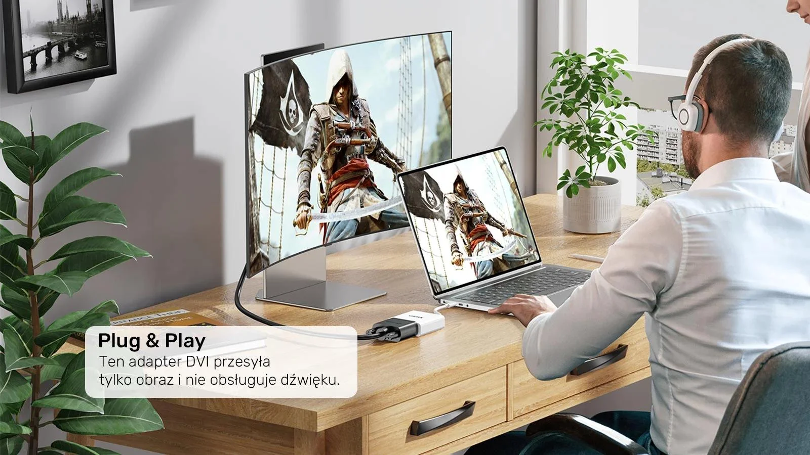 Adapter Unitek USB-C na DVI