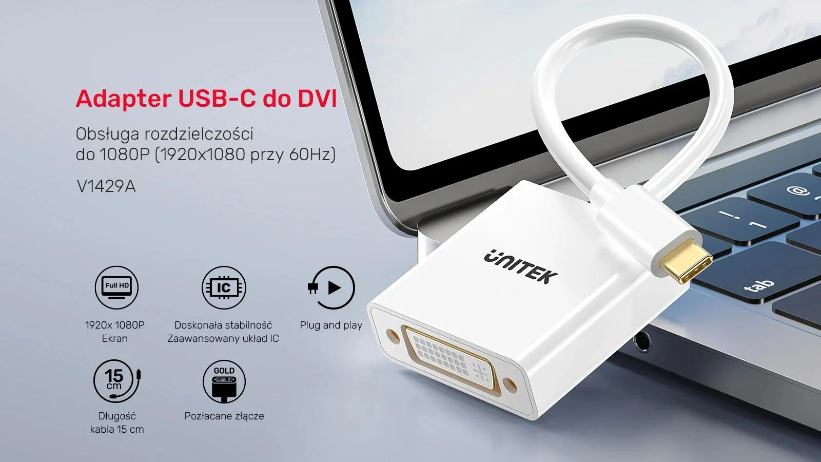 Adapter Unitek USB-C na DVI