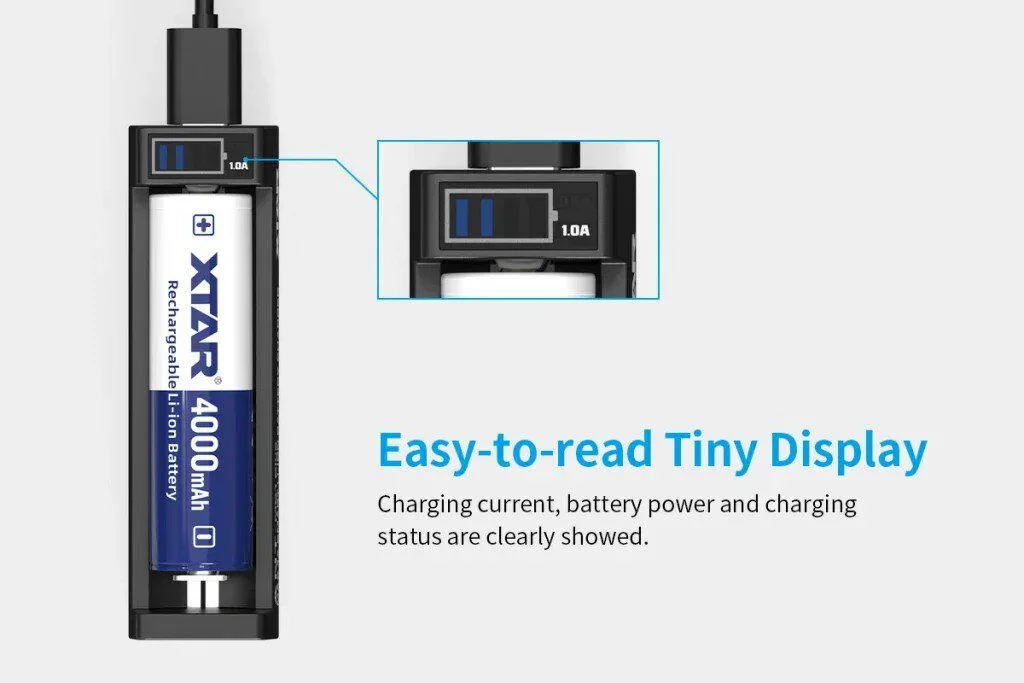Ładowarka do akumulatorów cylindrycznych Li-ion 18650 Xtar ANT MC1 Plus micro USB-B
