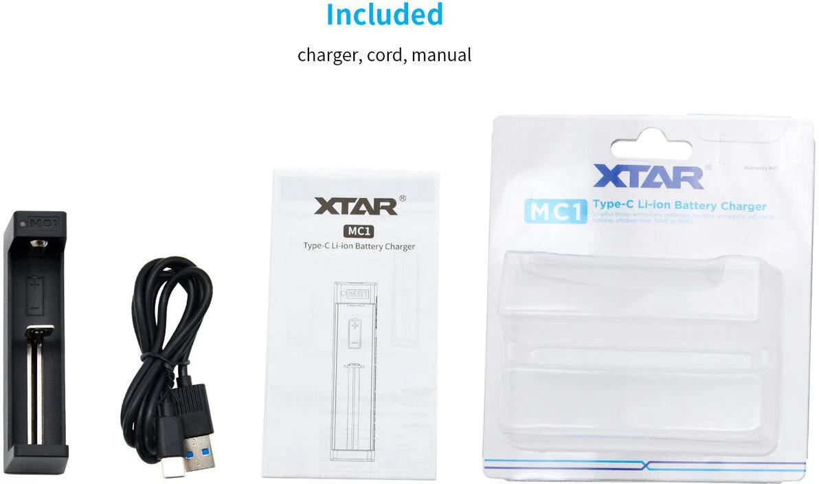Ładowarka do akumulatorów cylindrycznych Li-ion Xtar MC1 USB-C