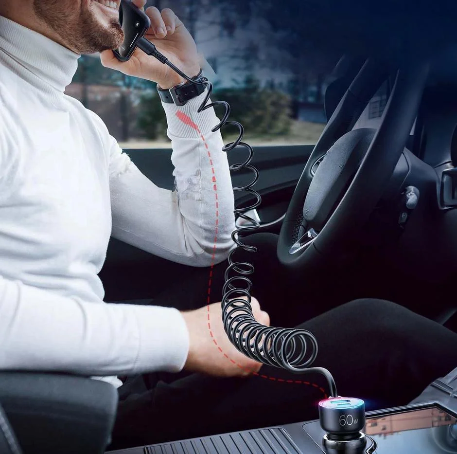 Ładowarka samochodowa Joyroom JR-CL07 z wbudowanym kablem USB-C o długości 160 cm