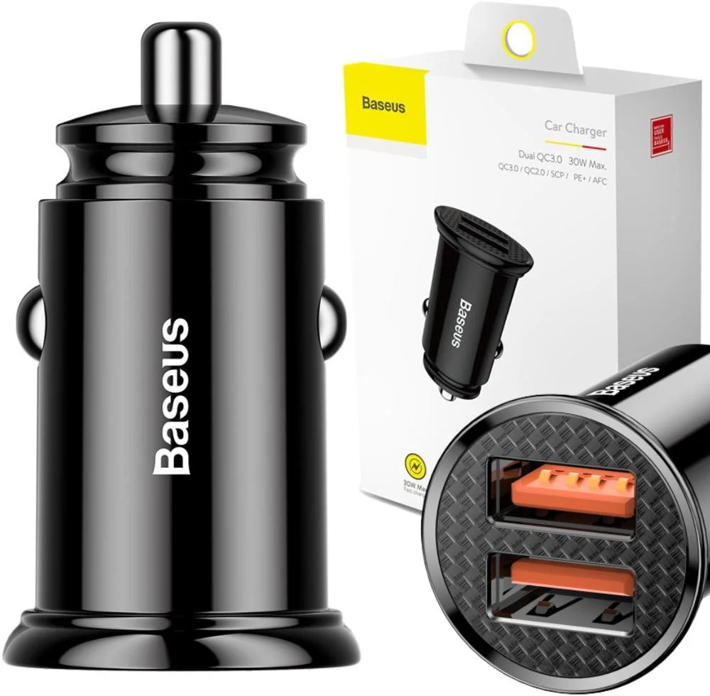 Inteligentna ładowarka samochodowa 2x USB QC 3.0 SCP AFC 30 W Baseus Circular CCALL-YD01 – najważniejsze cechy: