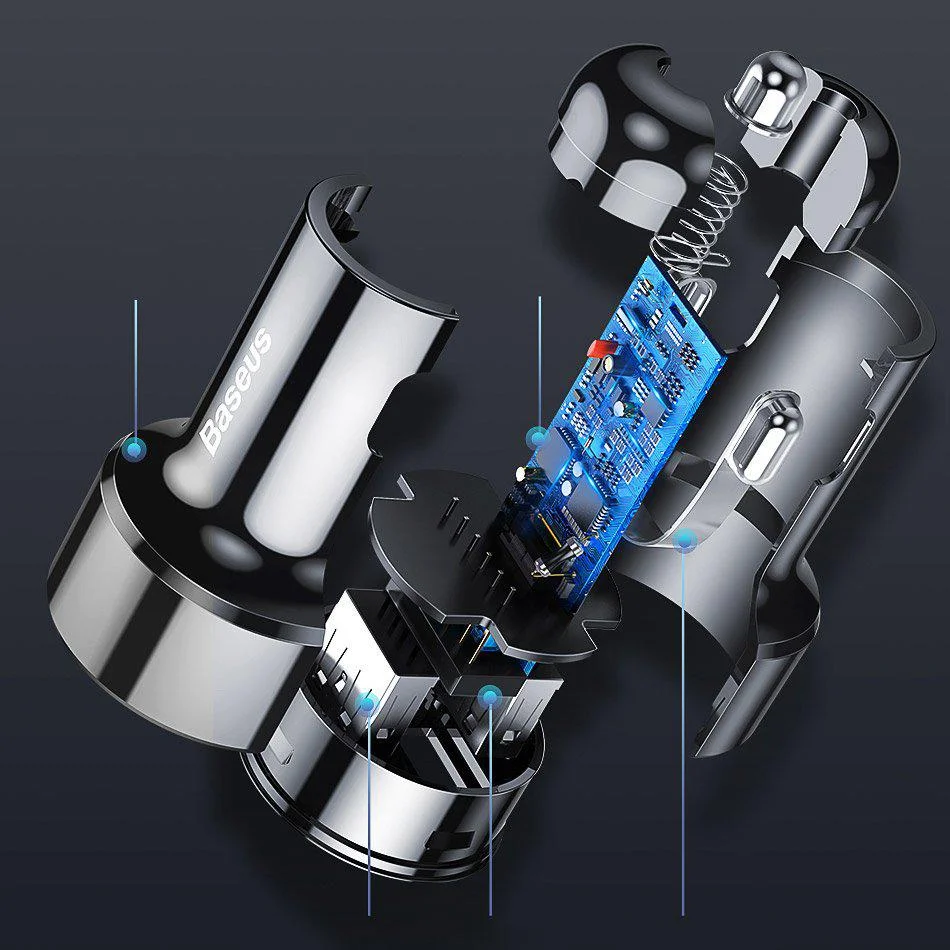 Baseus Magic Series Dual QC 3.0 2x USB 45 W 6 A – trwała, odporna na wysokie temperatury i antypoślizgowa