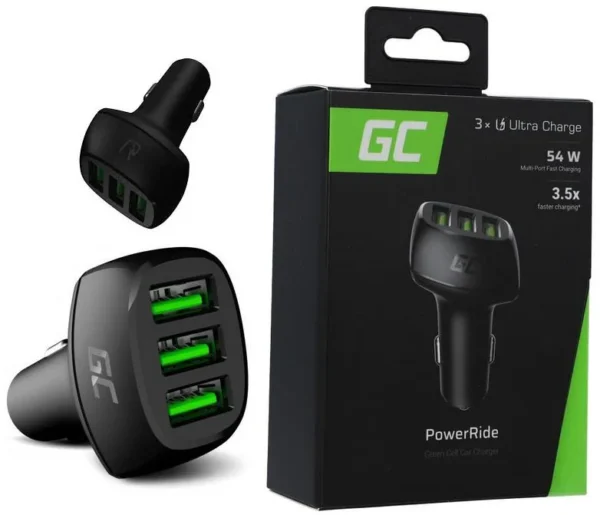 adowarka samochodowa green cell powerride 54w 3xusb 18w ultr d87768b2a4fc49efbf241ee264fe9d6c