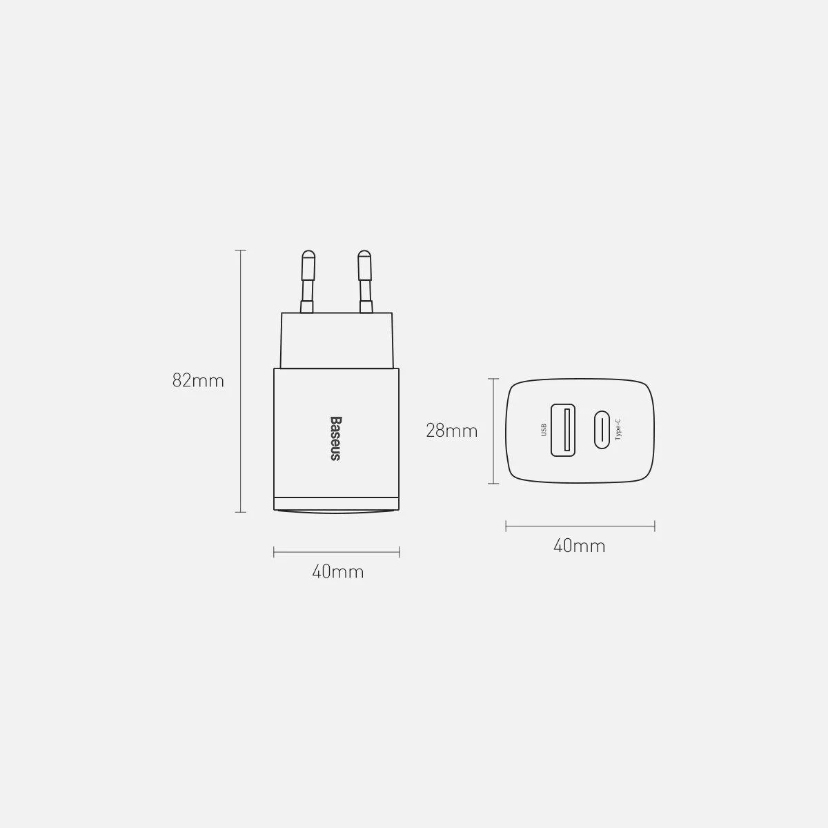 ŁADOWARKA SIECIOWA Baseus Compact Quick Charger CCXJ-B02 20W 1x USB-A 1x USB-C PD 3.0 QC 3.0 BIAŁA