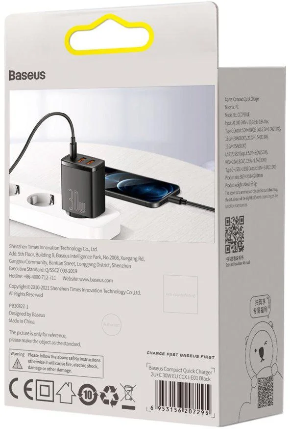 adowarka sieciowa baseus compact quick charger ccxj e01 30w d8a7300414f04ce896993967bc4d6387