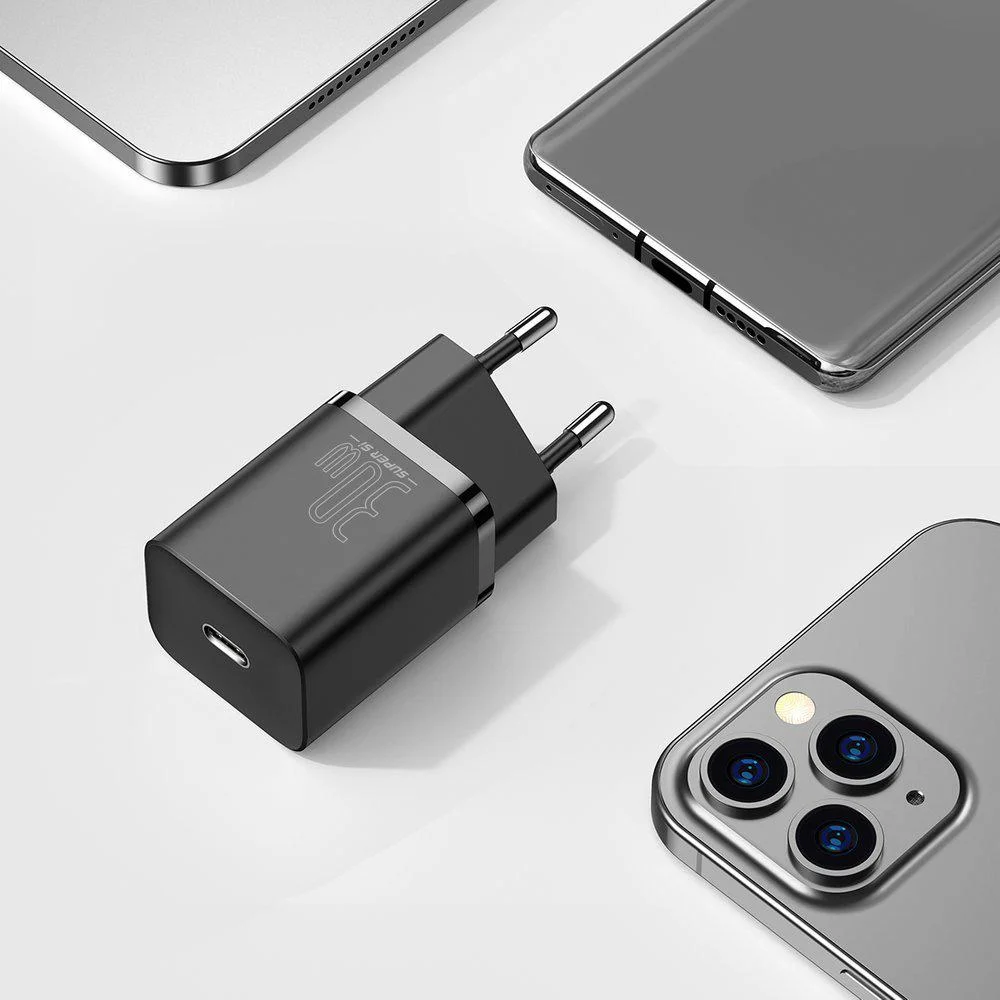 ŁADOWARKA SIECIOWA Baseus Super Si Quick Charger 1C CCSUP-J01 30W 1x USB-C PD 3.0 QC 3.0 CZARNA