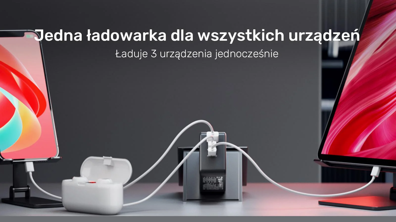 Ładowarka sieciowa Unitek GaN, PD 65W, podróżna, 3 porty