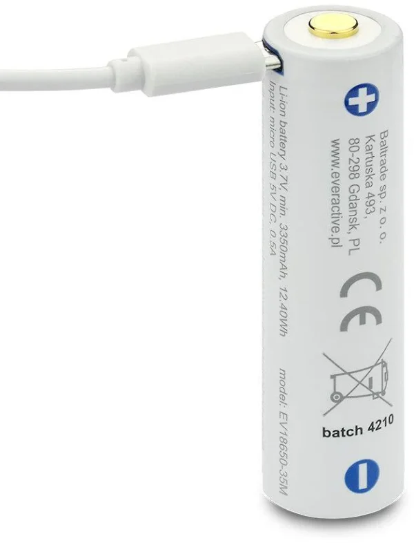 akumulator 18650 li ion 37v everactive 3500mah 1 szt micro u c9c82e21a8ff40f5a6ad004020419f60