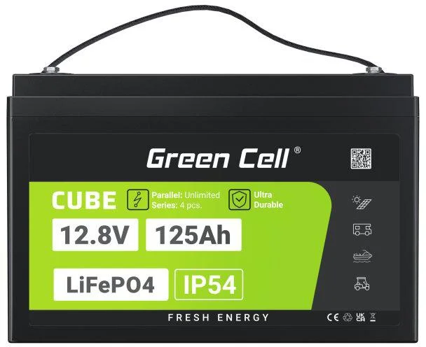 AKUMULATOR LITOWO-ŻELAZOWO-FOSFORANOWY LiFePO4 Green Cell Cube 12.8V 125Ah LFPGC12V125AH - najważniejsze cechy: