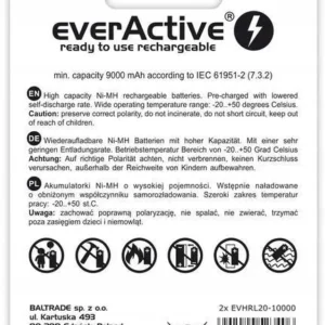 akumulatorki d r20 ni mh everactive 10000mah professional li f1f2330accca4359adb3492aad6bee75