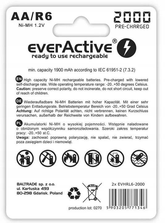 akumulatorki r6 aa ni mh everactive 2000mah box 2 szt 4dc0b1c7e9e247b691fed6ae8fe1d306