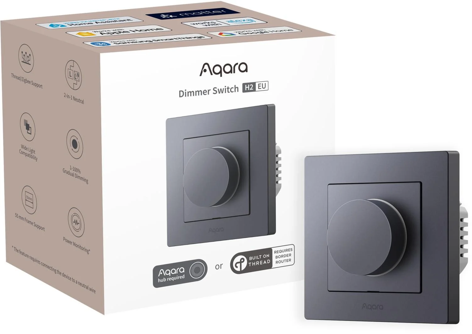 Aqara Dimmer Switch H2 EU Biały Ściemniacz światła z pokrętłem KD-R01D