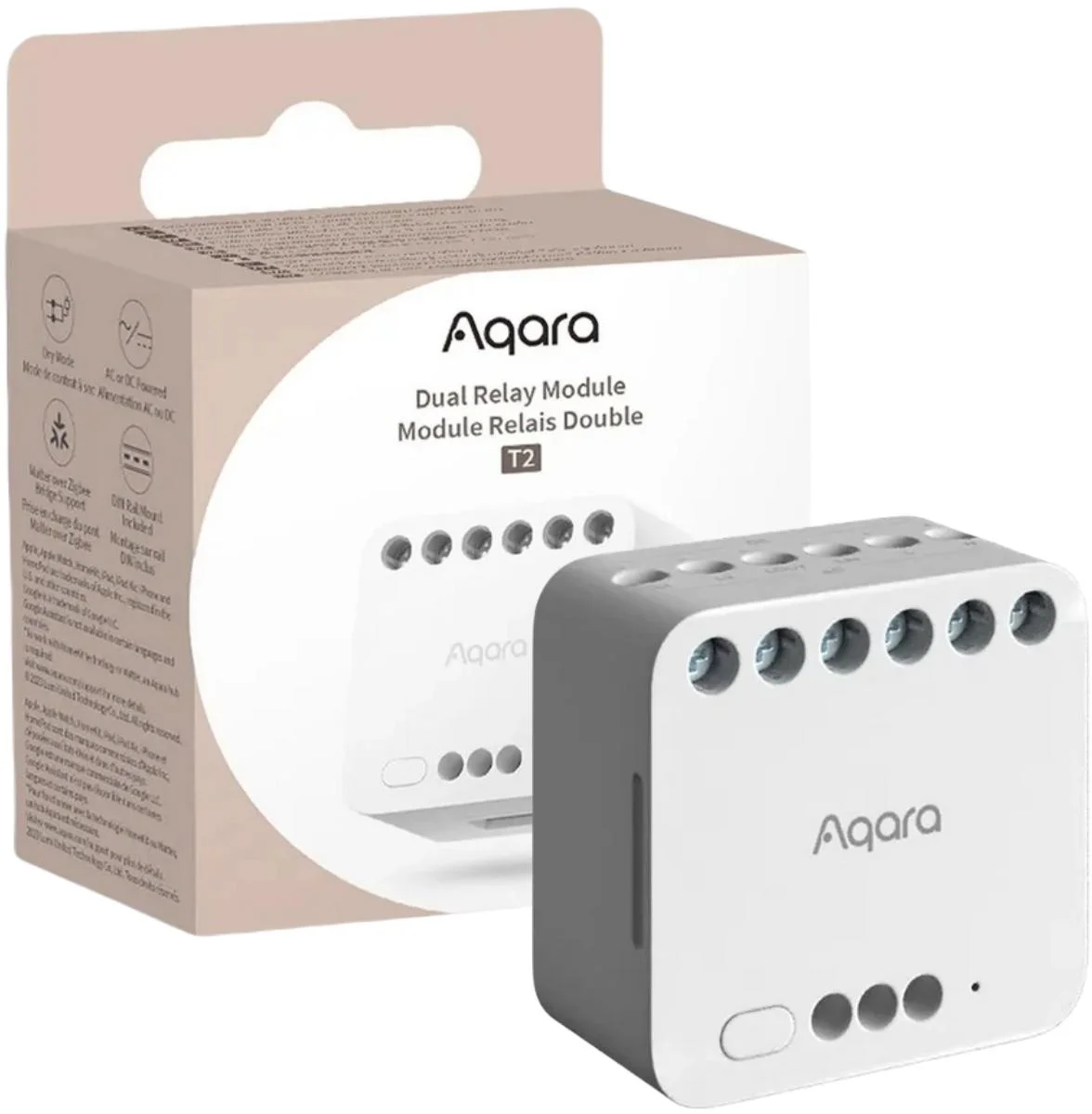 Inteligentny podwójny przekaźnik Dual Relay Module T-2 Aqara DCM-K01 (ZigBee, Apple HomeKit, Matter, Google Home, Alexa) - najważniejsze cechy: