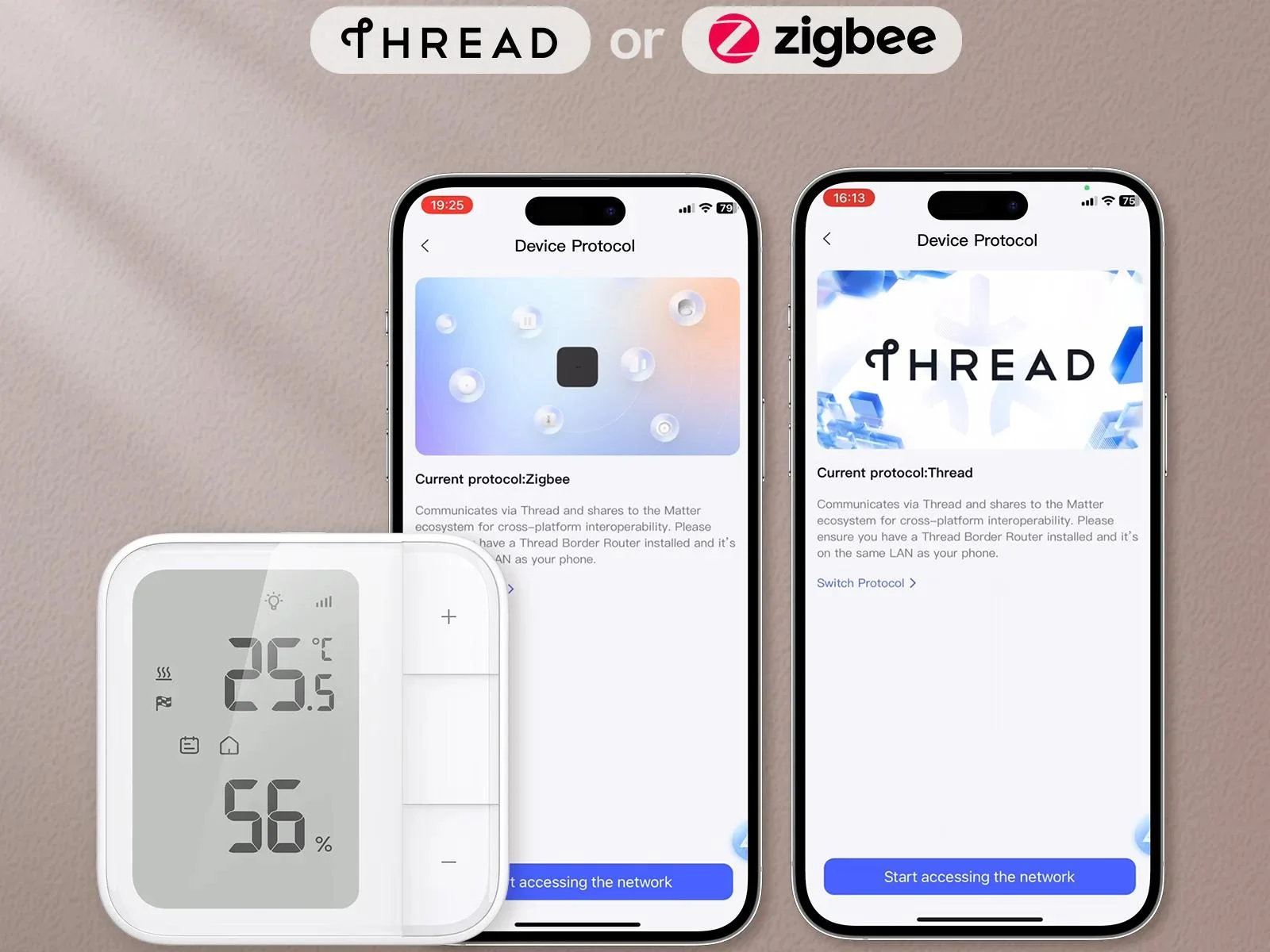 Łączność za pomocą protokołu Thread oraz Zigbee