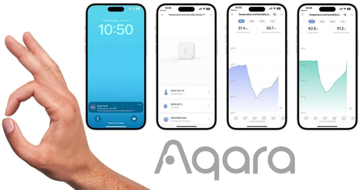 Czujnik temperatury i wilgotności Aqara Temperature & Humidity Sensor T1 - rejestrowanie danych i powiadomienia