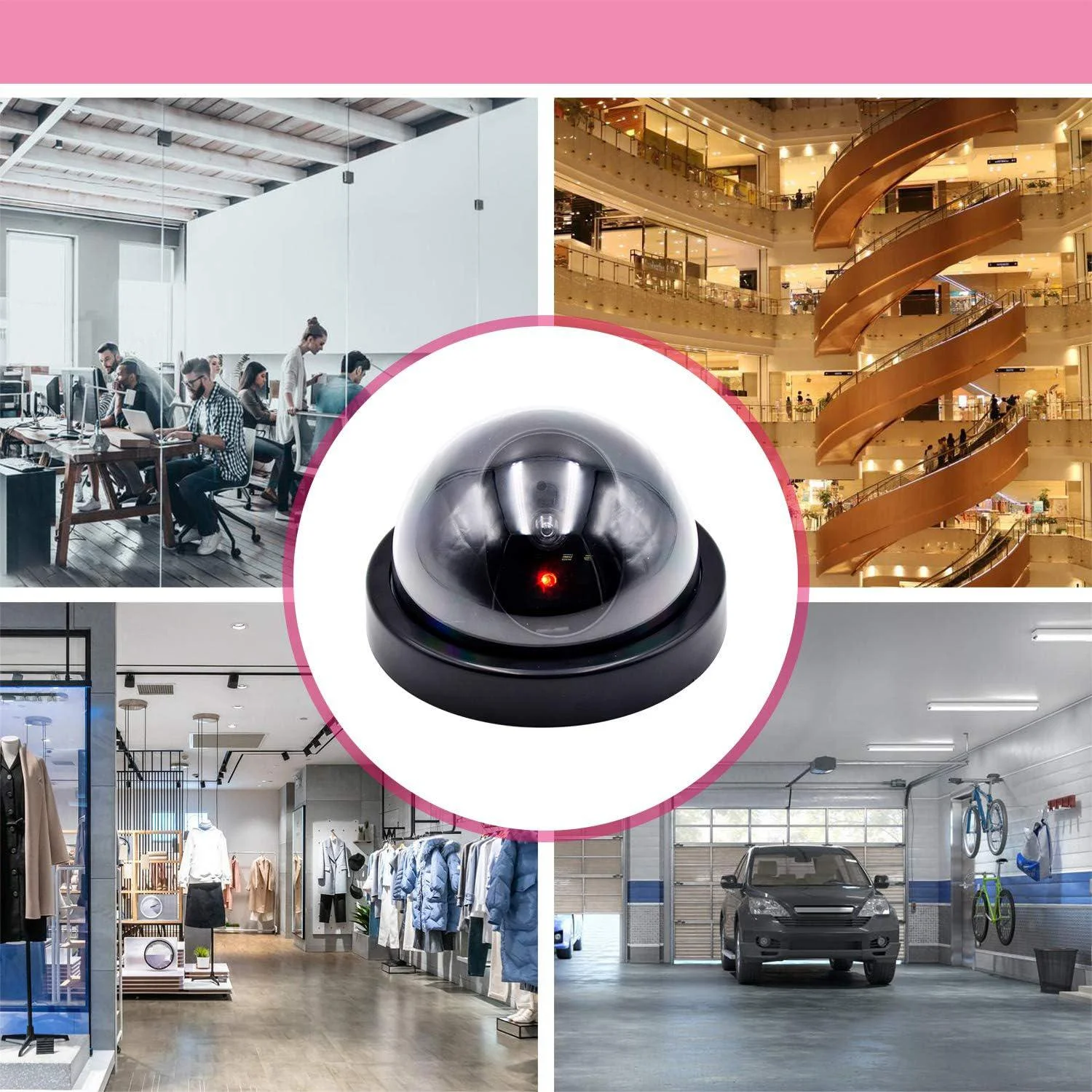 Obrotowa atrapa czarnej kamery kopułkowej CCTV do użytku wewnątrz każdego pomieszczenia lub lokalu