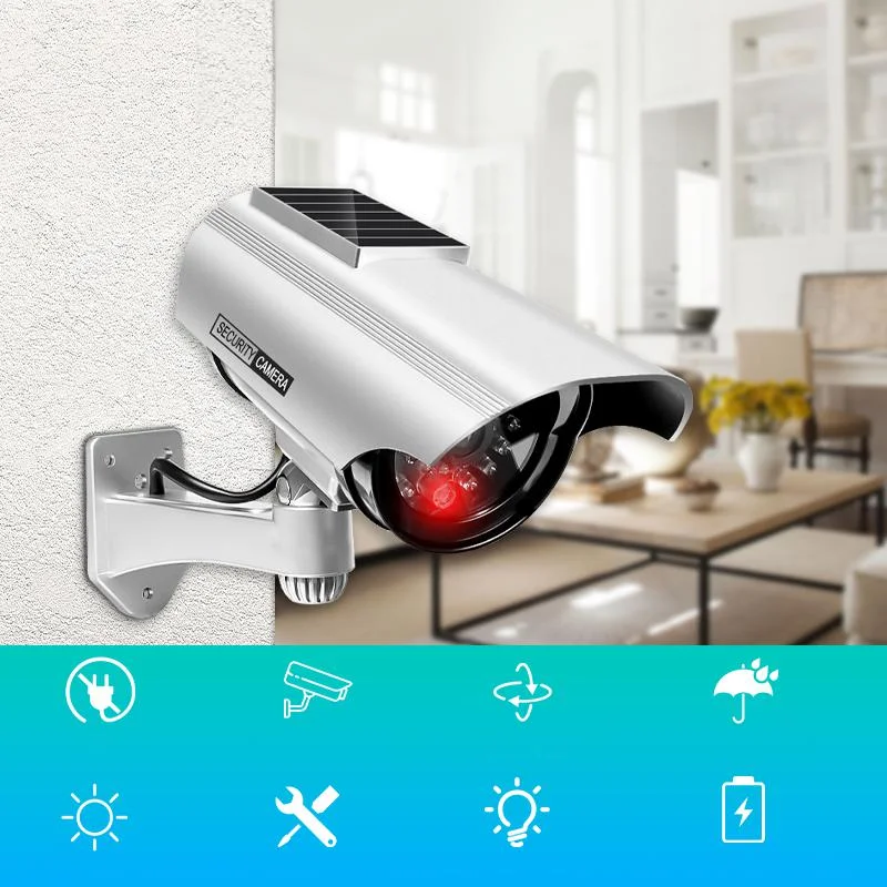 Solarna atrapa kamery tubowej CCTV AT-1SB-W do użytku zarówno wewnątrz, jak i na zewnątrz pomieszczeń