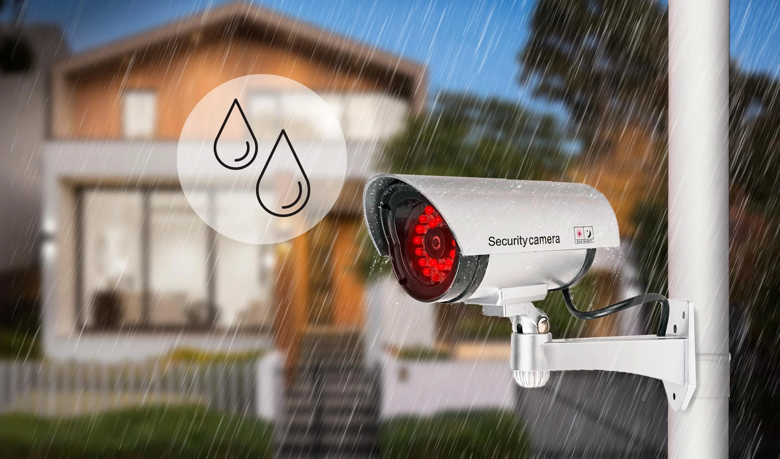 Srebrna atrapa kamery tubowej AT-2B-S odporna nawet na trudne warunki pogodowe