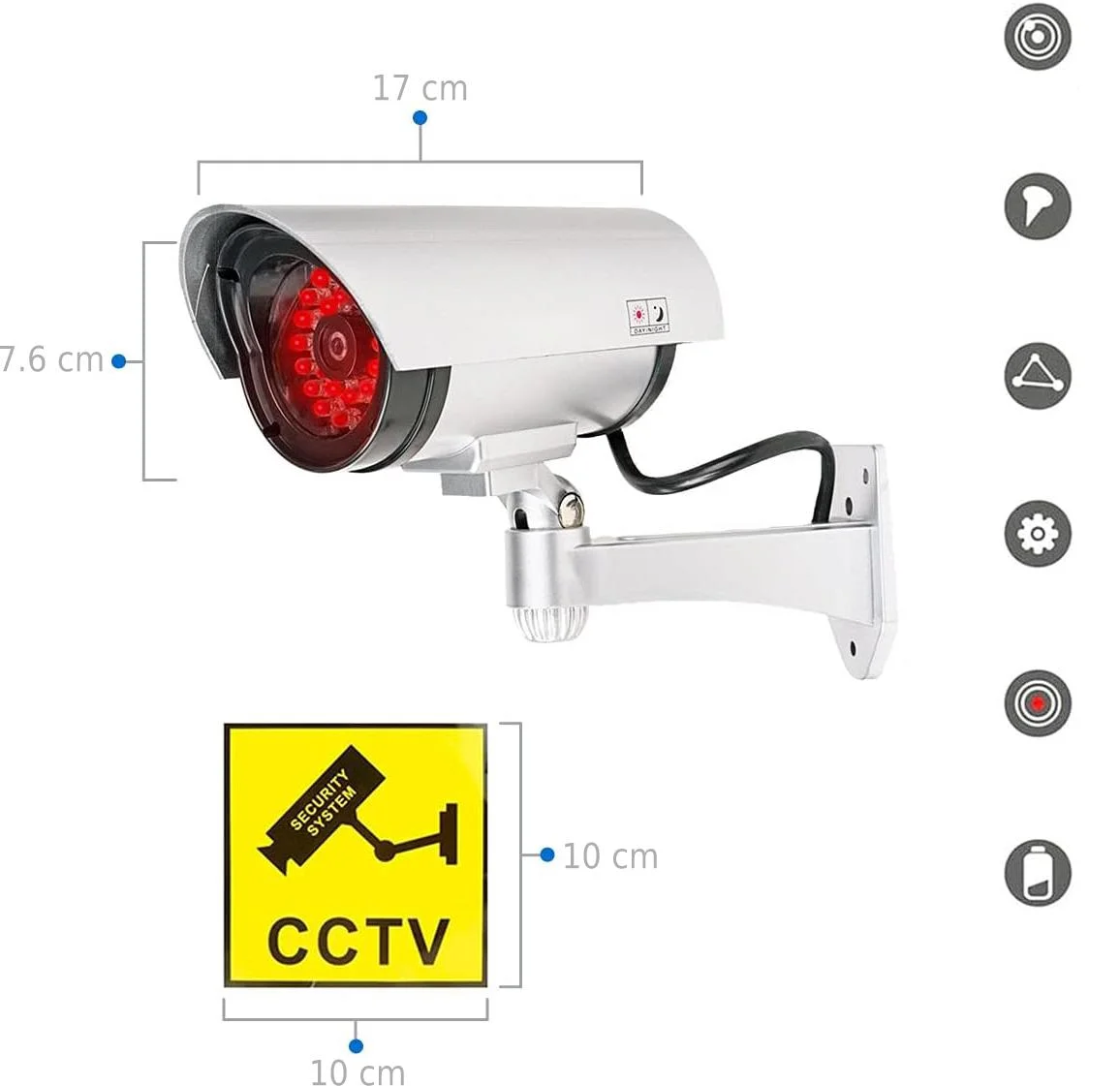 Srebrna atrapa kamery tubowej AT-2B-S - specyfikacja: