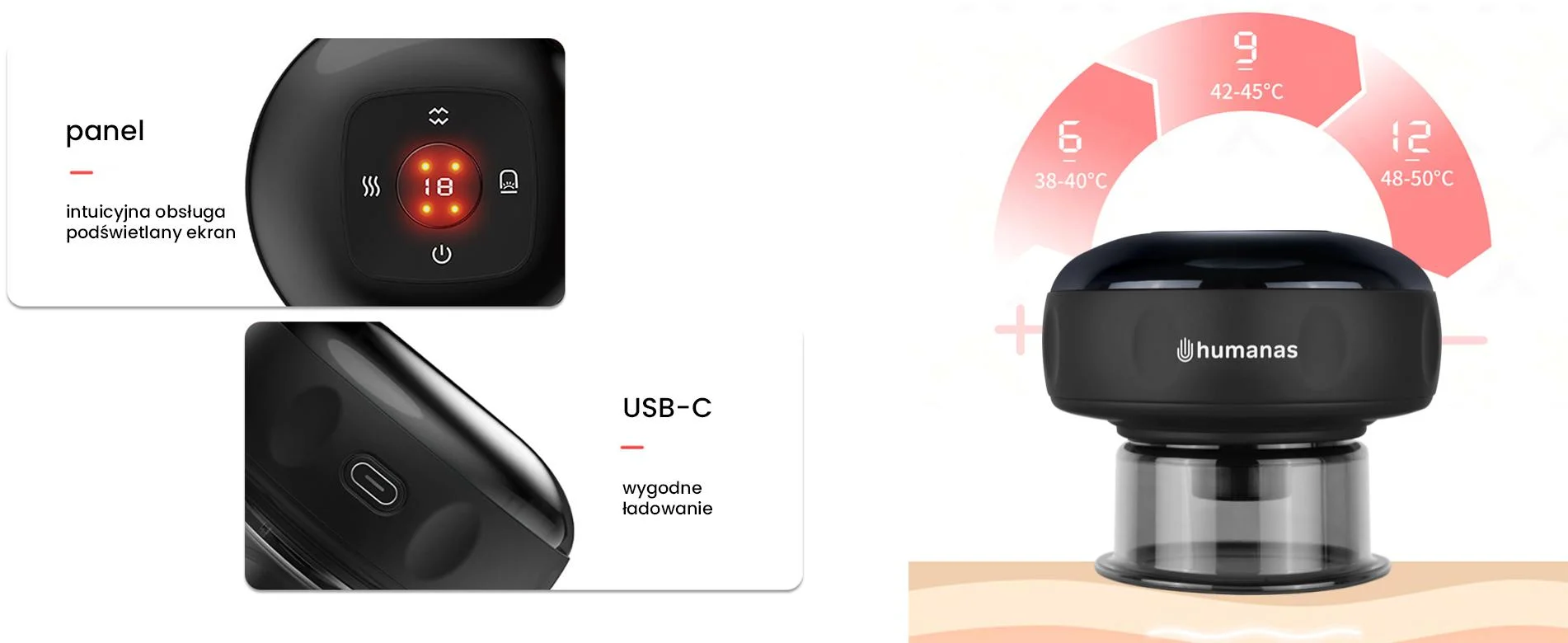 Bańka chińska elektroniczna Humanas BB01 - czerwona