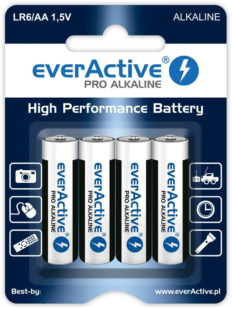 Bateria LR6 (AA) everActive Pro Alcaline (blister 4 szt.) - najważniejsze cechy: