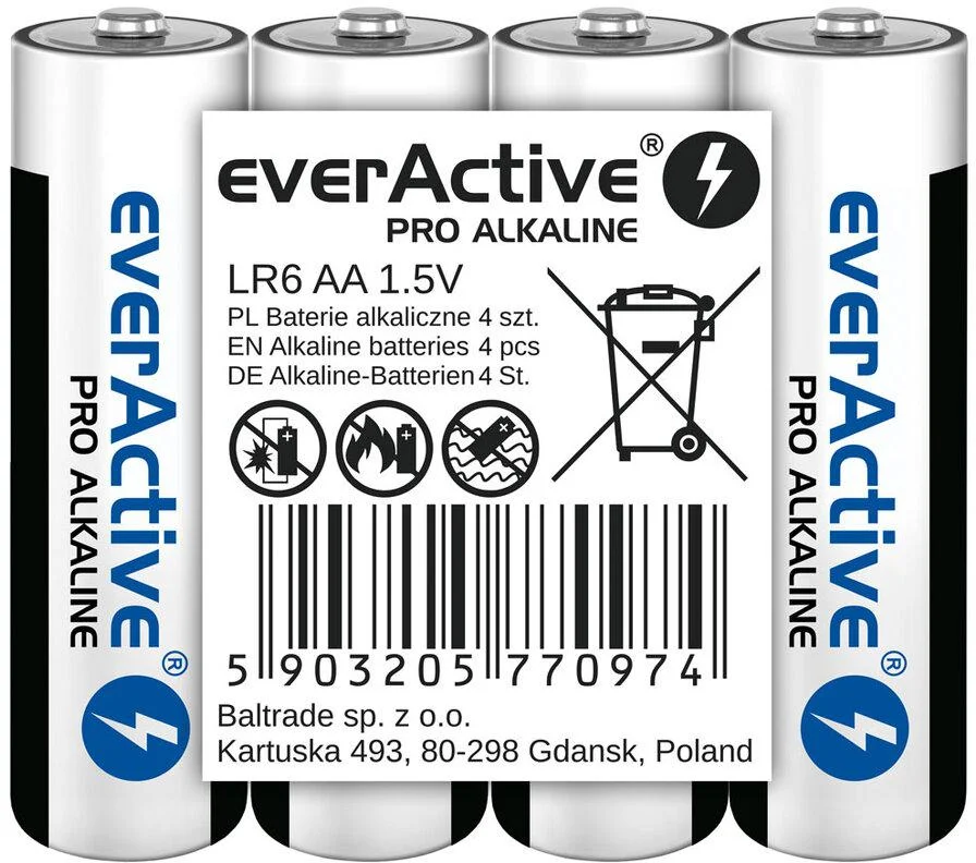 Bateria LR6 (AA) everActive Pro Alcaline (folia 4 szt.) - najważniejsze cechy: