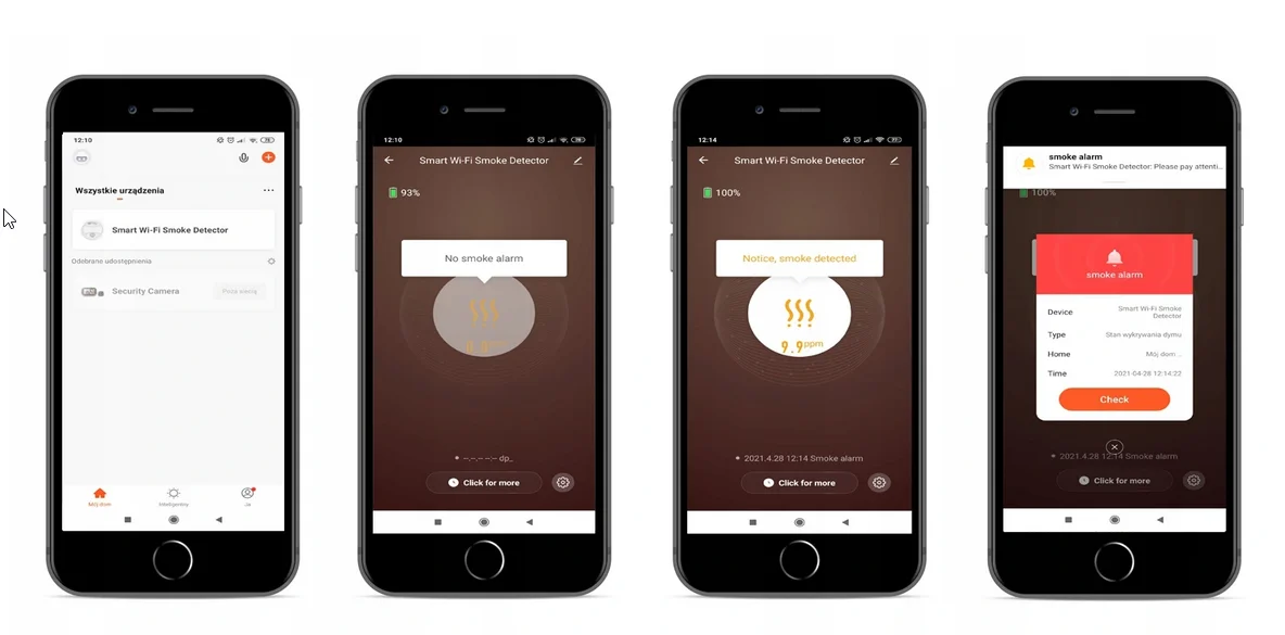 Bezprzewodowy Czujnik detektor DYMU TUYA WIFI