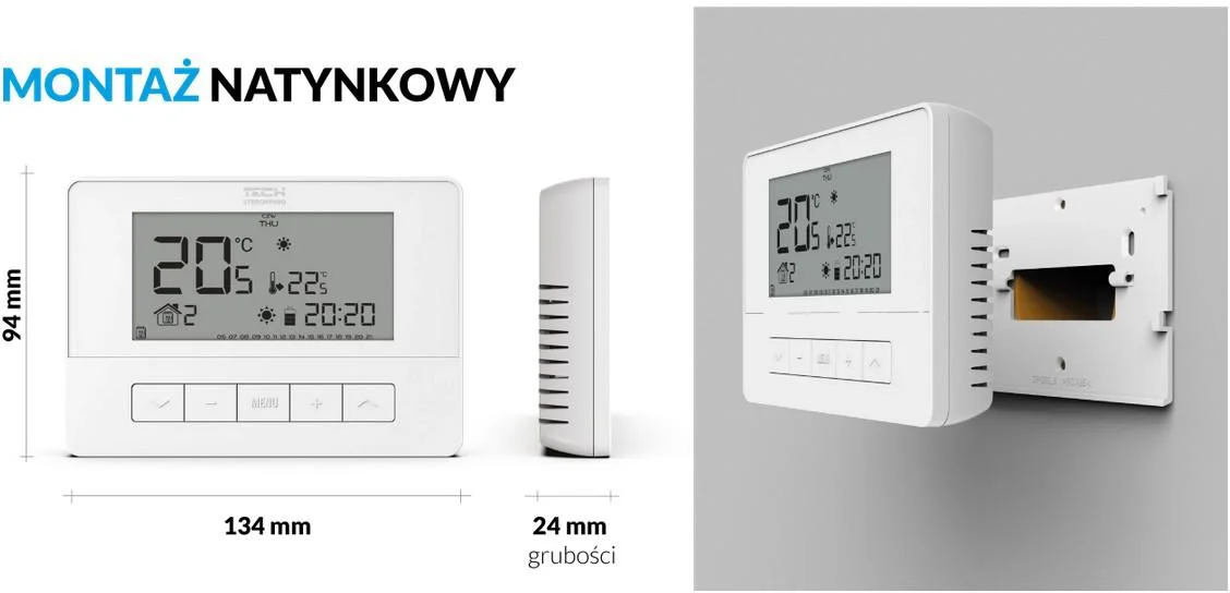 Bezprzewodowy regulator pokojowy biały T-4.2 Tech sterowniki