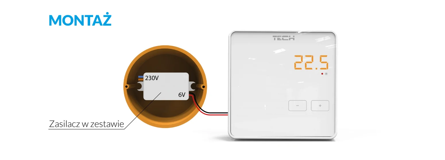 Bezprzewodowy regulator pokojowy czarny R-8B PLUS Tech Sterowniki
