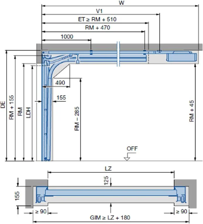 Brama garażowa segmentowa Renomatic/Hormann z napędem Supramatic E i szyną FS10-K - przetłoczenia M Woodgrain. Wymiar 5000x2125mm.