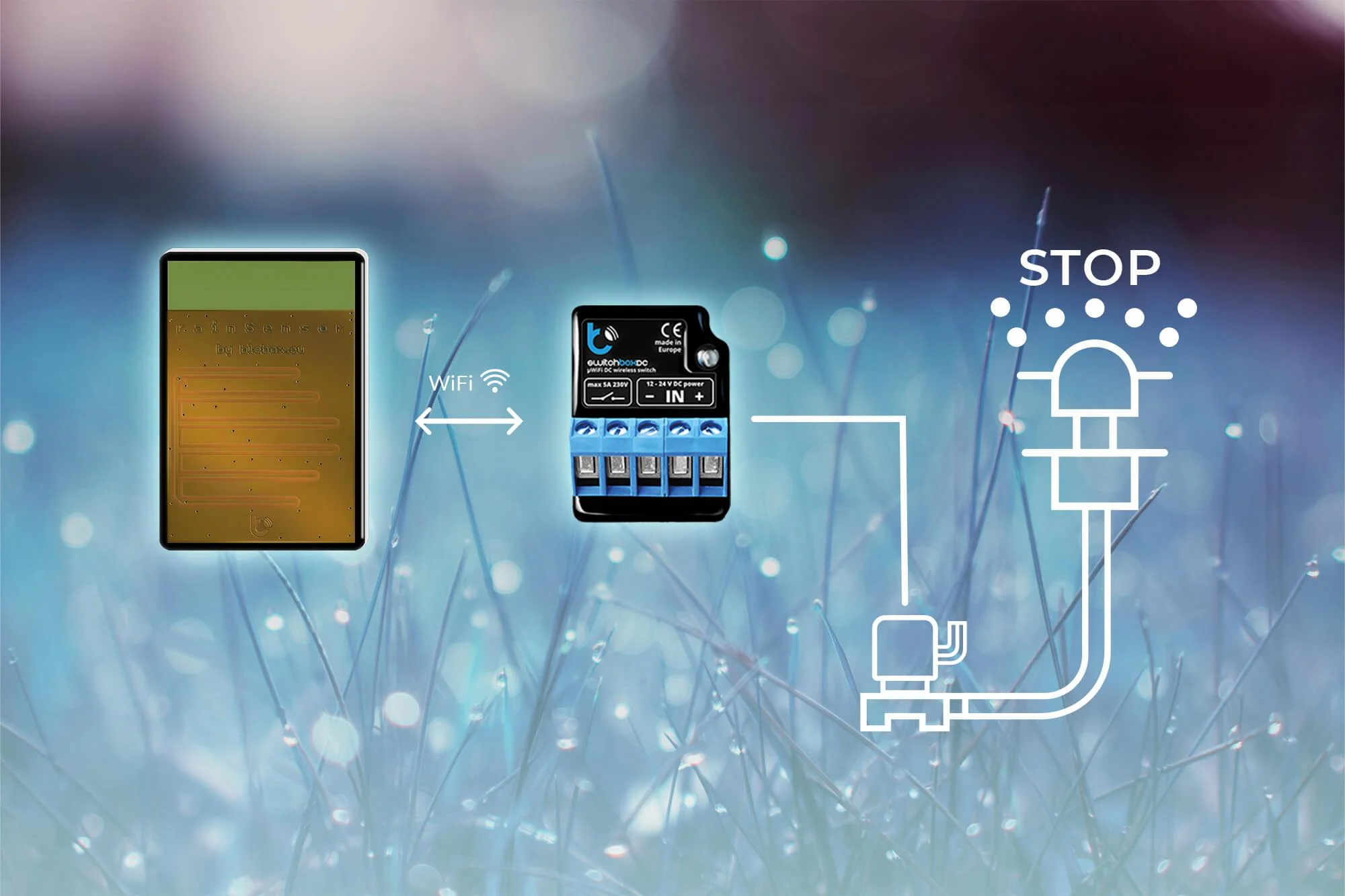 Czujnik deszczu Wi-Fi BleBox rainSensor - wyłącz elektrozawory i nie marnuj wody na podlewanie w trakcie deszczu!