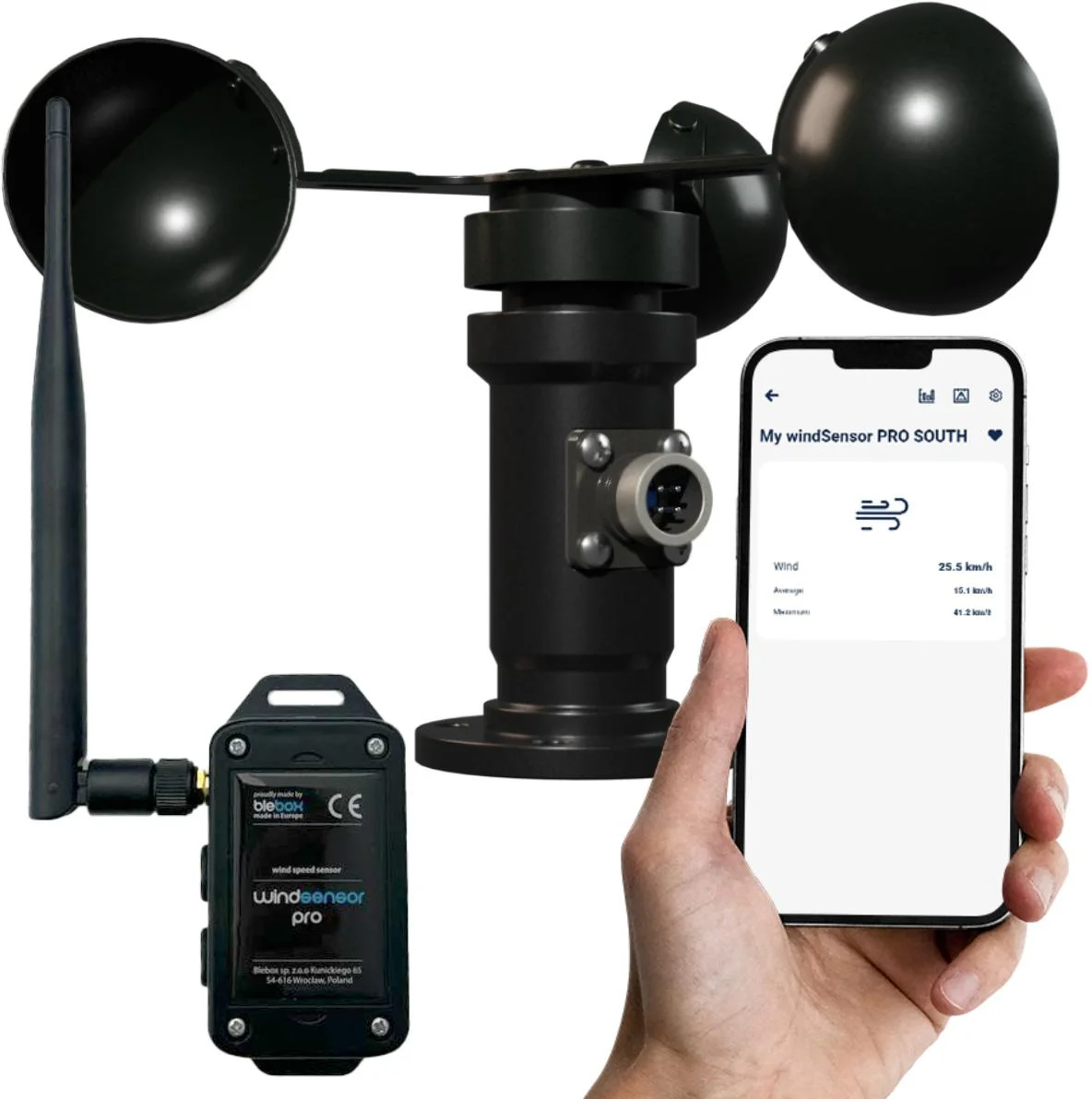 Czujnik prędkości wiatru Wi-Fi BleBox windSensor Pro - najważniejsze cechy urządzenia: