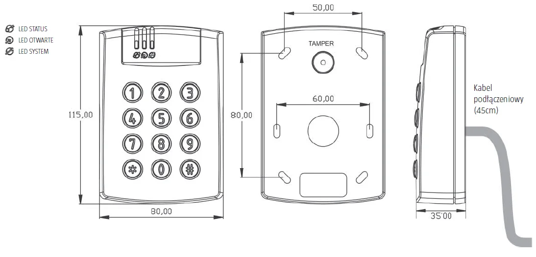 Czytnik zbliżeniowy ROGER PRT64EM-VP