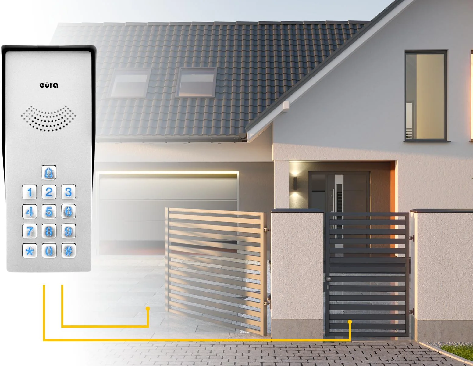 Steruj zarówno furtką, jak i bramą przy pomocy domofonu EURA ADP-38A3 ENTRA grafit i czuj się w 100% bezpiecznie!