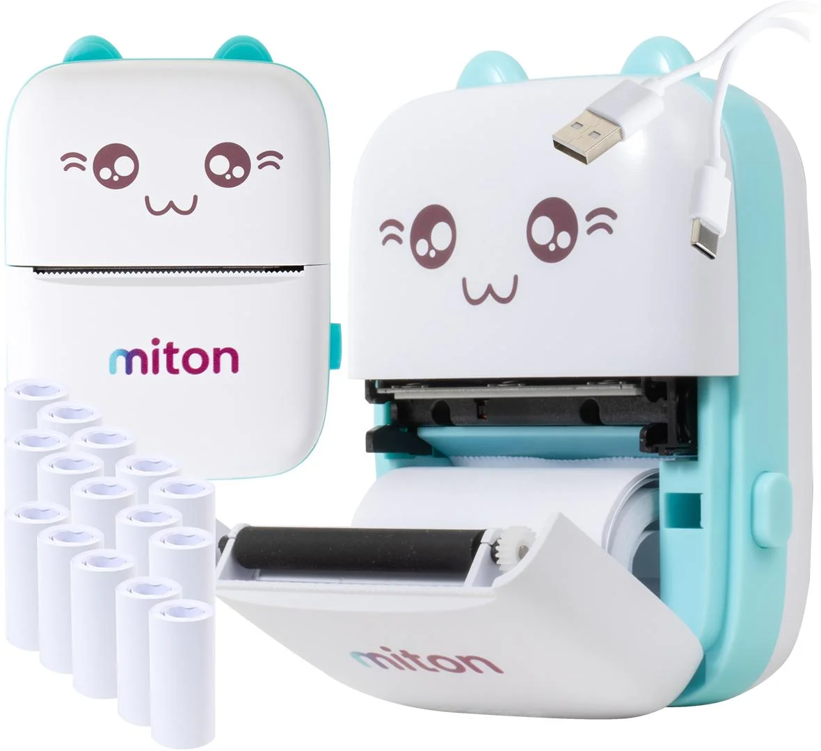 Drukarka termiczna "Drukuś" Miton MT-001 + rolki - zawartość opakowania: