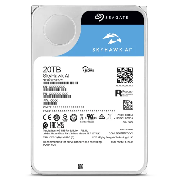 Dysk HDD do rejestratora SEAGATE SkyHawk AI ST20000VE003 20TB - Całodobowe, płynne przesyłanie strumieniowe.