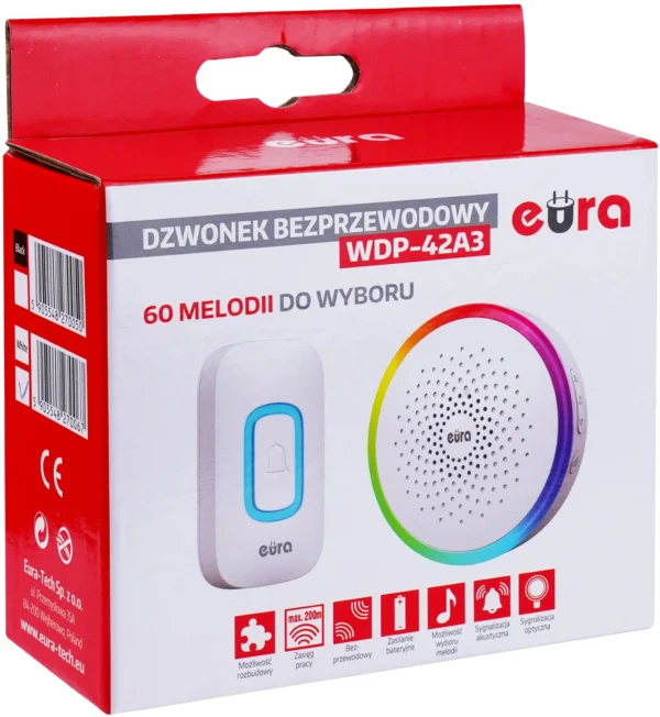 dzwonek bezprzewodowy eura wdp 42a3 bialy bcdd0038b3dc4ce3857b1392bb4ba4ed