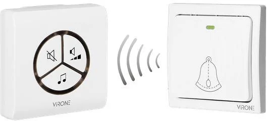 Dzwonek bezprzewodowy VIRONE DB-3 bezbateryjny przycisk,learning system,80m