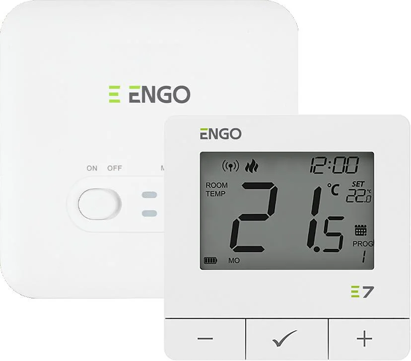 ENGO Controls E7-RFW - Programowany, bezprzewodowy regulator temperatury, biały