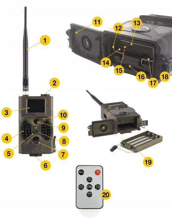 Kamera leśna Top-Hunt HC-300M - schemat budowy: