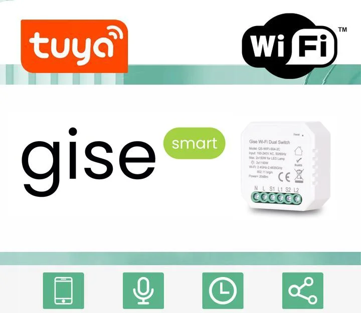 GISE Smart Podwójny moduł przekaźnikowy Zigbee | Tuya | GDS-ZB