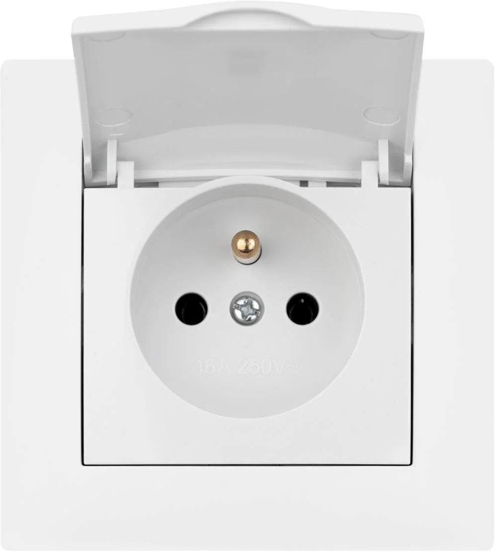 Gniazdo pojedyncze z klapką i uziemieniem VCX WESA LC 52 Biały