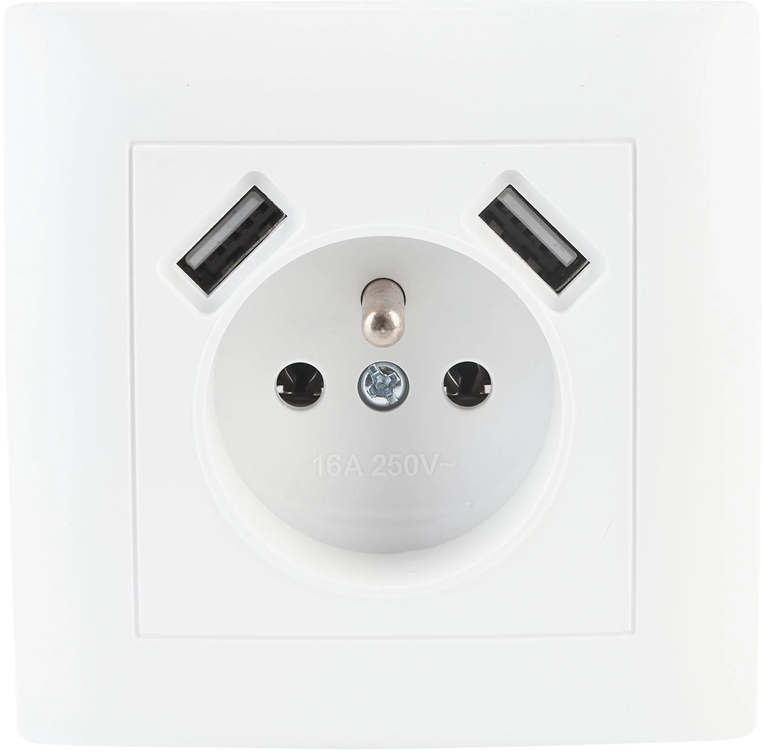 Gniazdo pojedyncze z uziemieniem z USB VCX LC 13A Biały