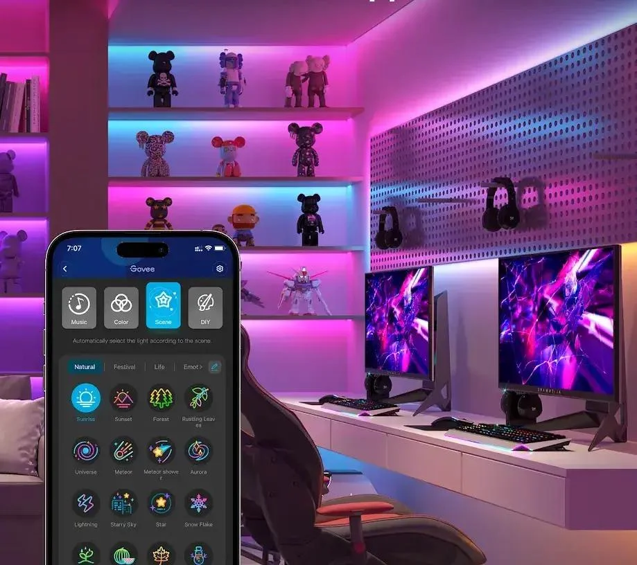 Kontrola przez Wi-Fi i Bluetooth z aplikacji Govee Home